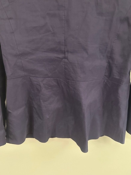 Eileen Fisher Blazer Sz S Slate Gray Silk Blend Pleated Jacket Snatched Ramie - Picture 9 of 11